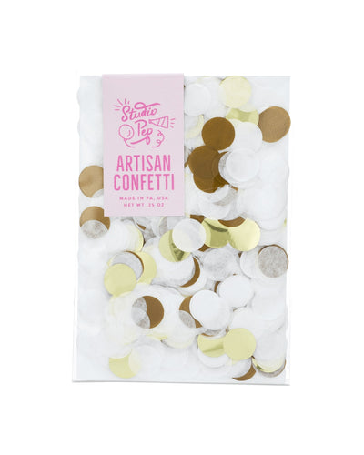 White and Gold Metallic Confetti Pack