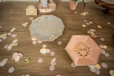Boho Chic Grey and Peach Party Plates
