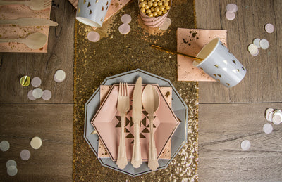 Grey and Peach Boho Chic Party Tableware