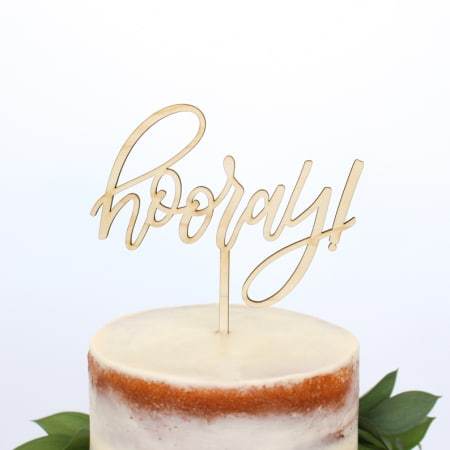 "Hooray" Wooden Cake Topper