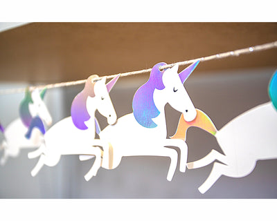 iridescent unicorn party banner
