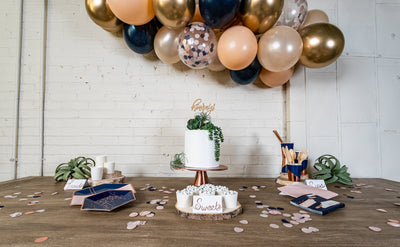Navy Blush and Rose Gold Party Setup