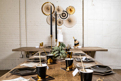 Noir Black and Gold Party Table Setup