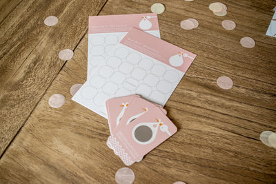 Pink Girl Baby Shower Bingo and Scratch Off Game Cards