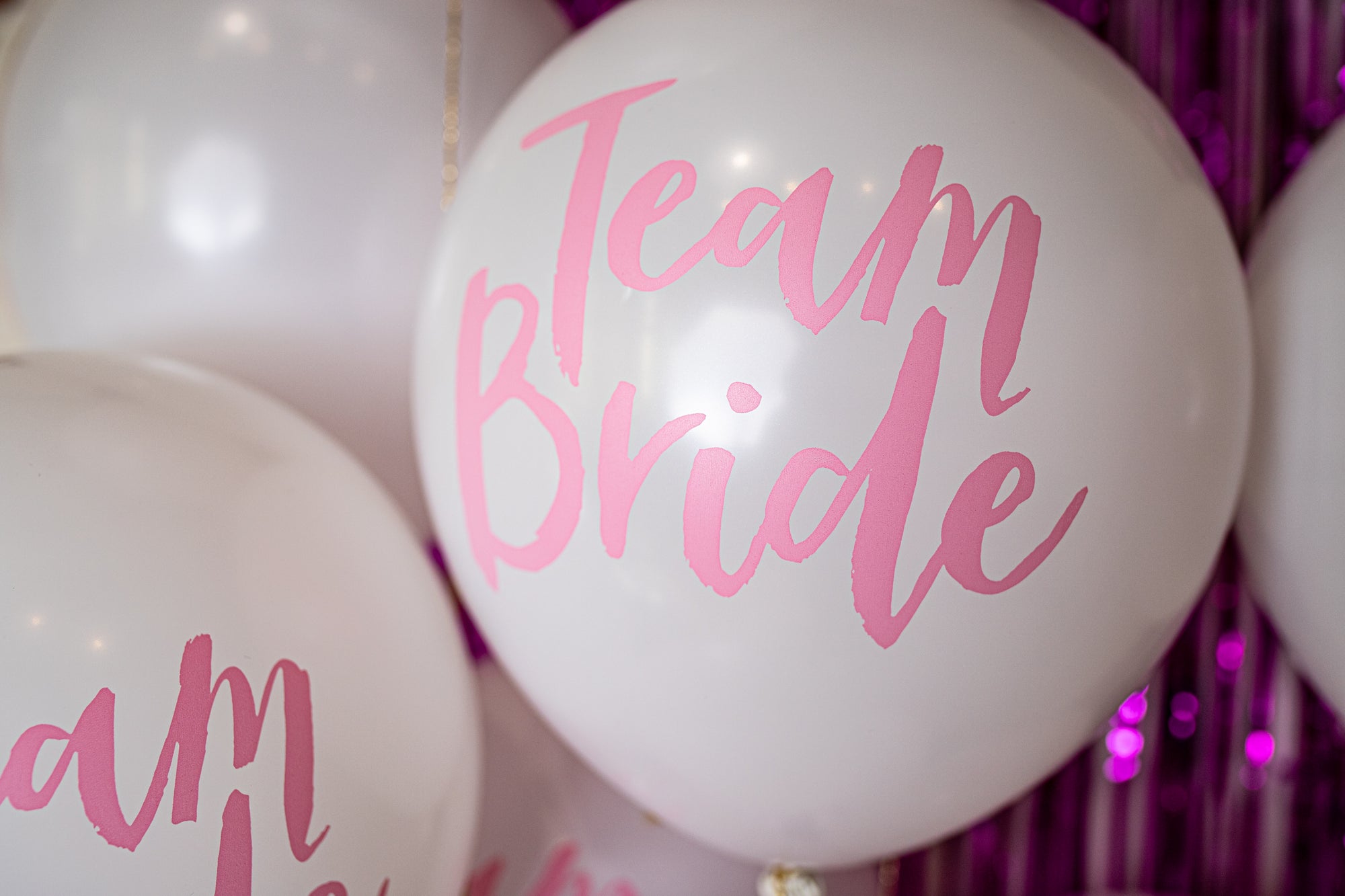 Pink Team Bride Balloons