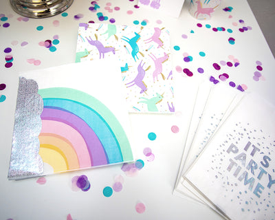 unicorn rainbow party napkins and treat bags