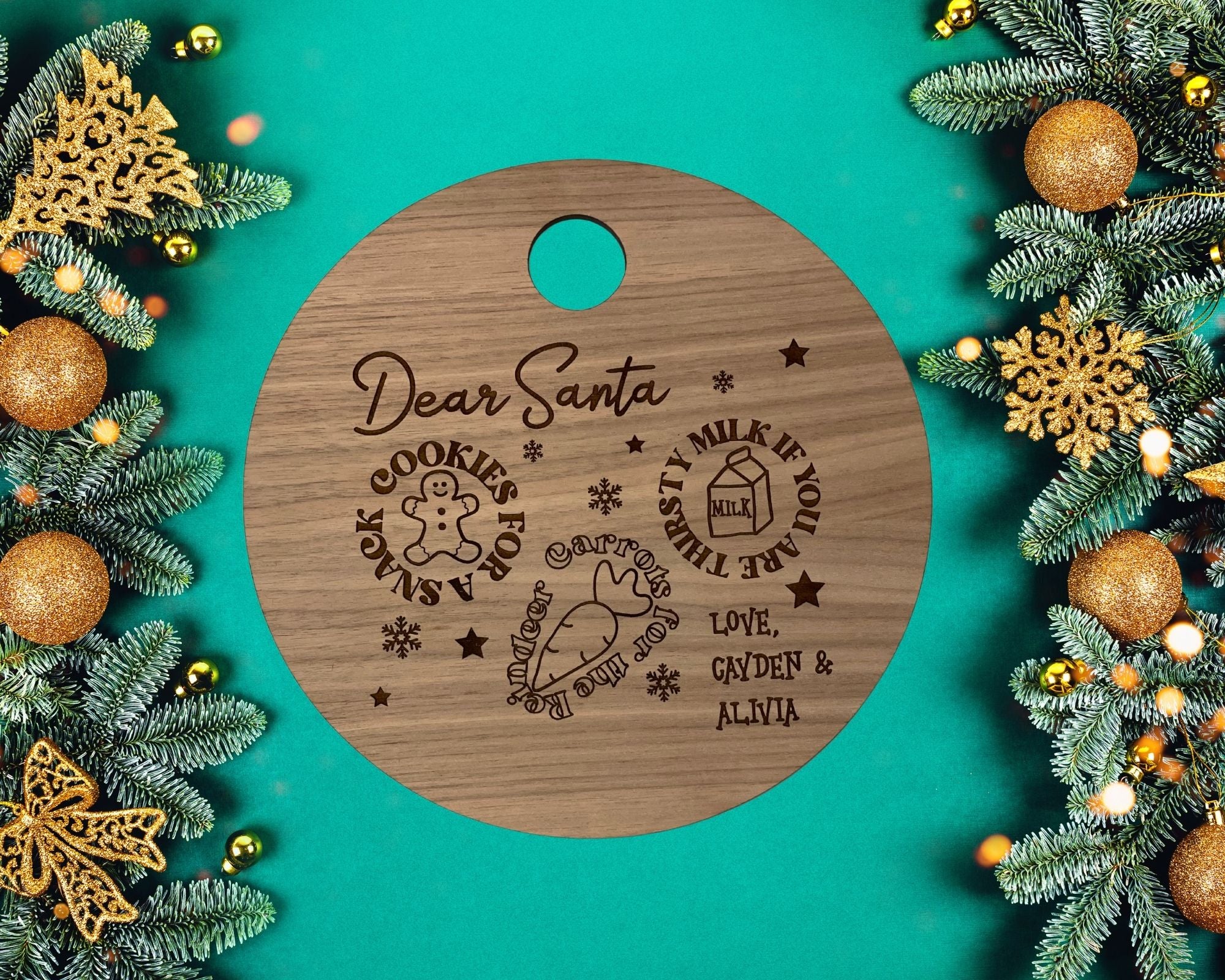 Custom Santa Tray for Cookies & Milk