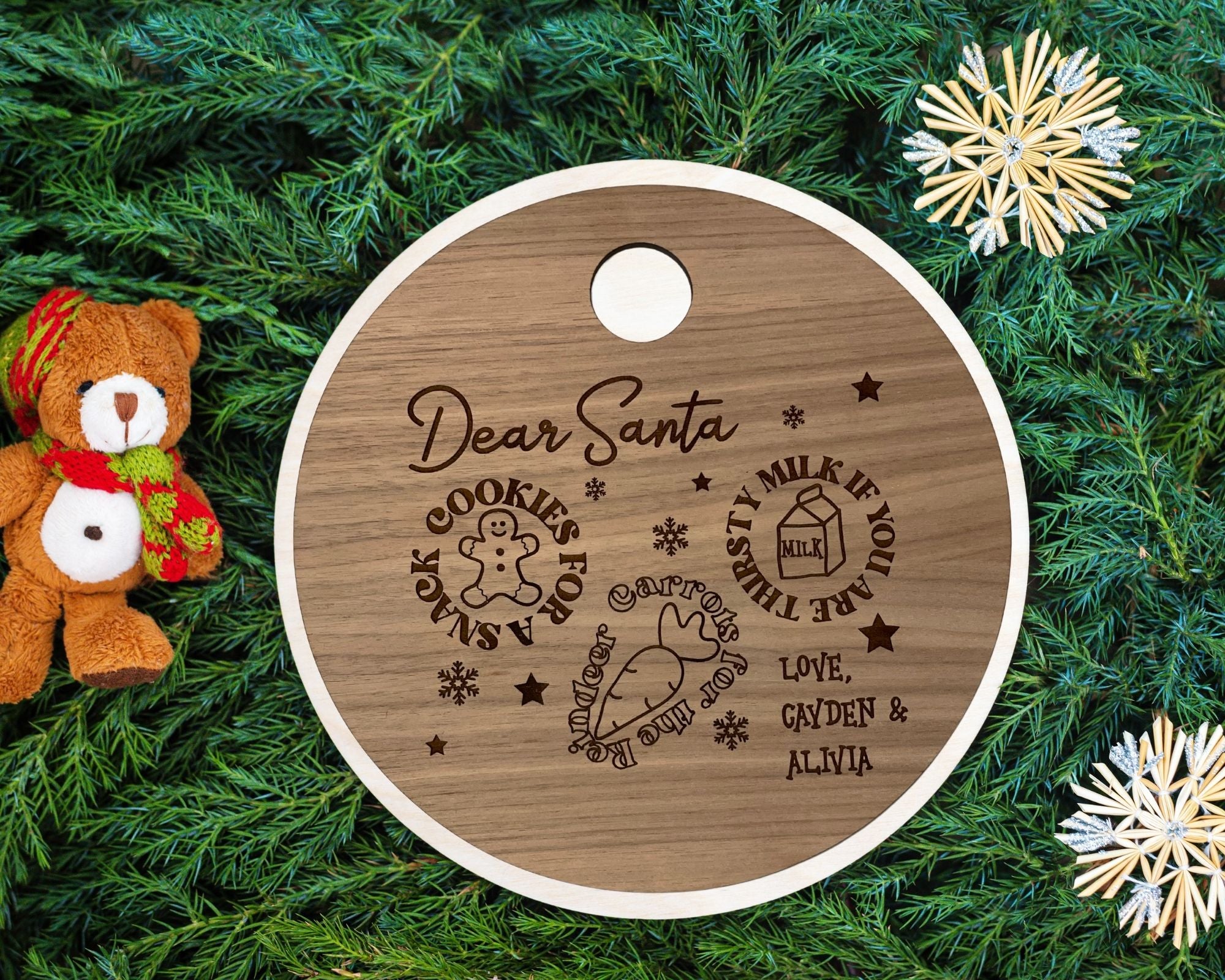 Cookie & Snack Tray for Santa with Kids' Names