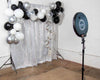 SIlver 2021 Balloon Garland Kit on Silver Sequin Backdrop