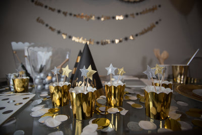 New Years Eve Party Metallic Treat Toppers and Baking Cups