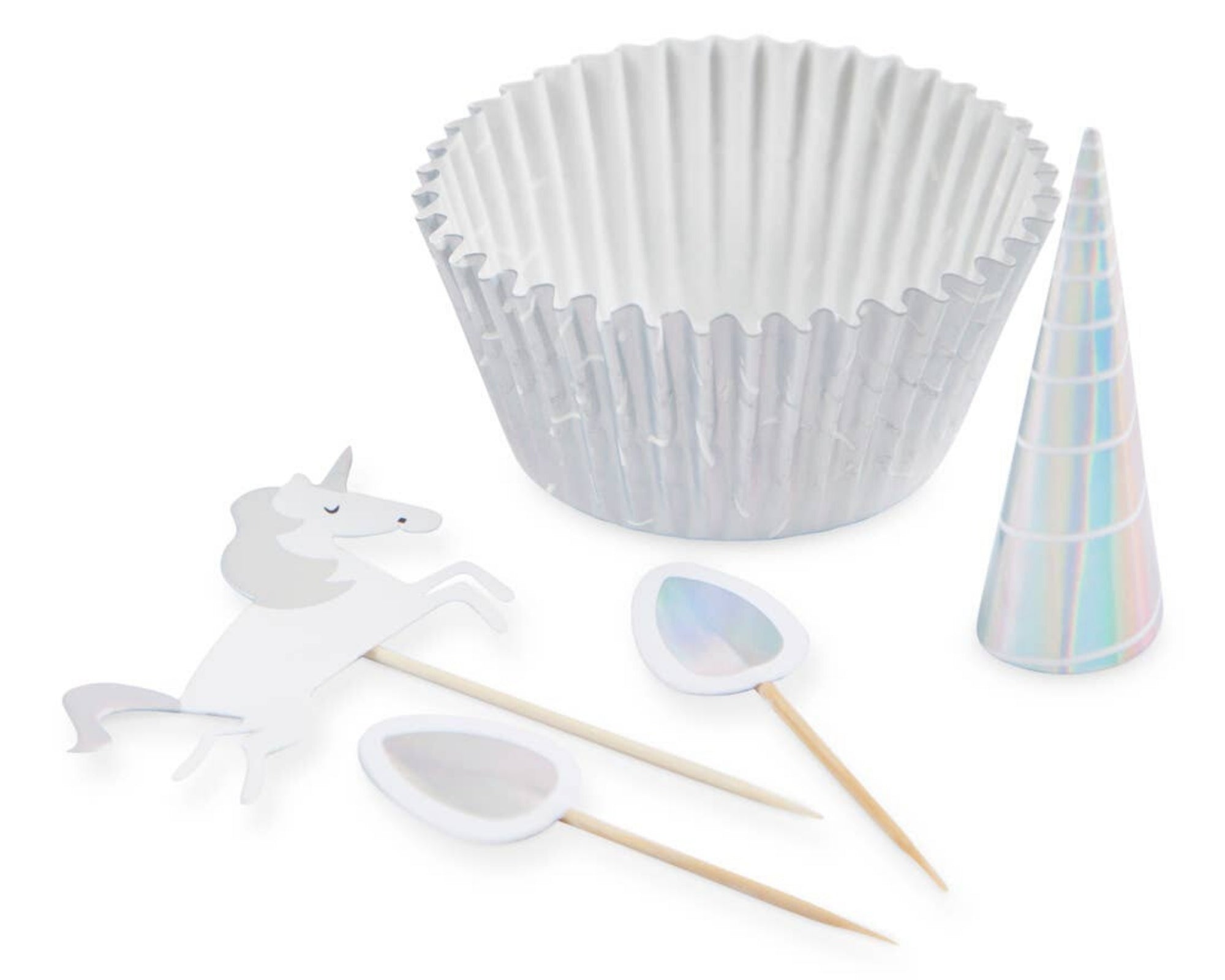 unicorn cupcake kit with iridescent unicorns