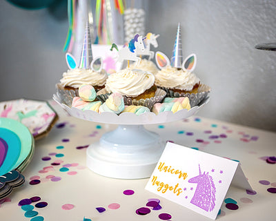 iridescent unicorn cupcakes and toppers