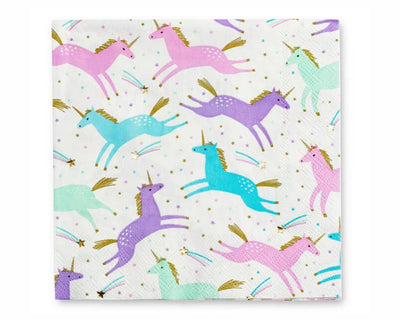 pastel unicorn paper party napkins with gold foil