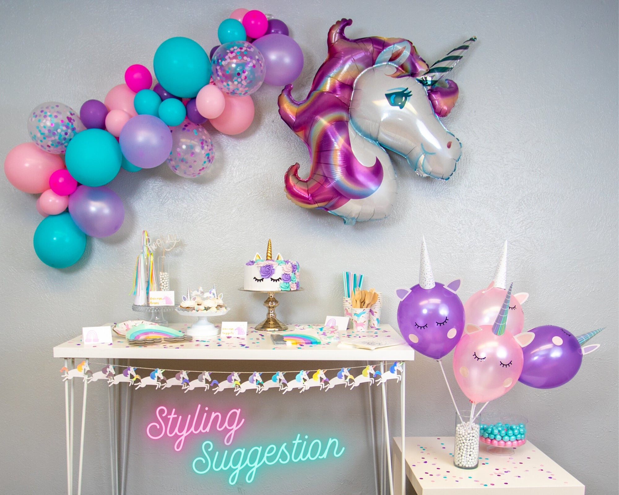 Unicorn Birthday Party Balloons Decorations  Birthday party balloon,  Balloon decorations party, Birthday party themes