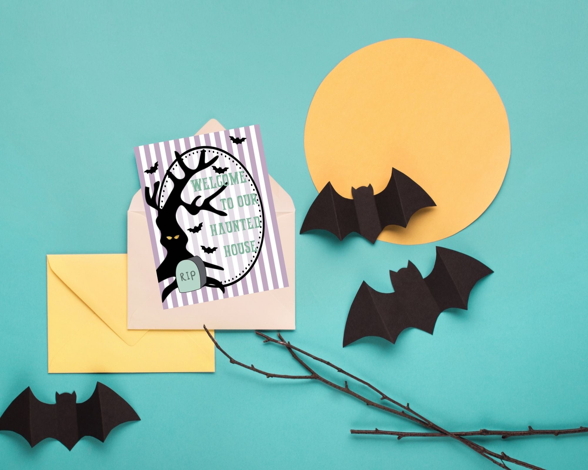 Printable "Welcome to Our Haunted House" Digital Halloween Party Welcome Sign