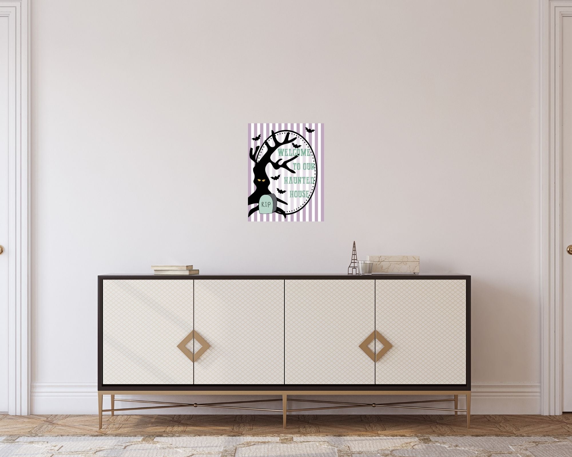 Printable "Welcome to Our Haunted House" Digital Halloween Party Welcome Sign