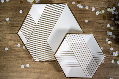 White and Gold Foil Paper Party Plates