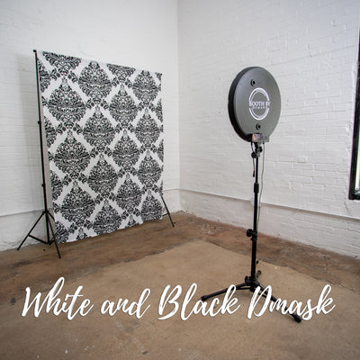 White & Black Damask Backdrop & Photo Booth