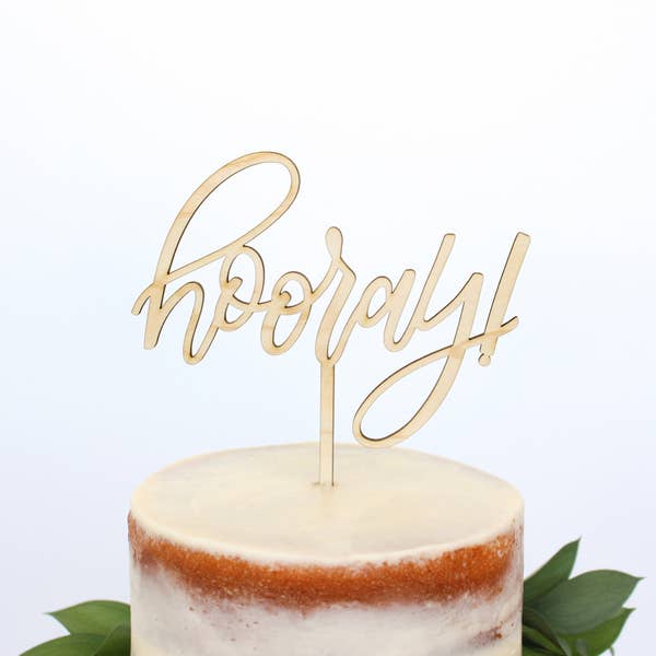 Hooray Wooden Cake Topper